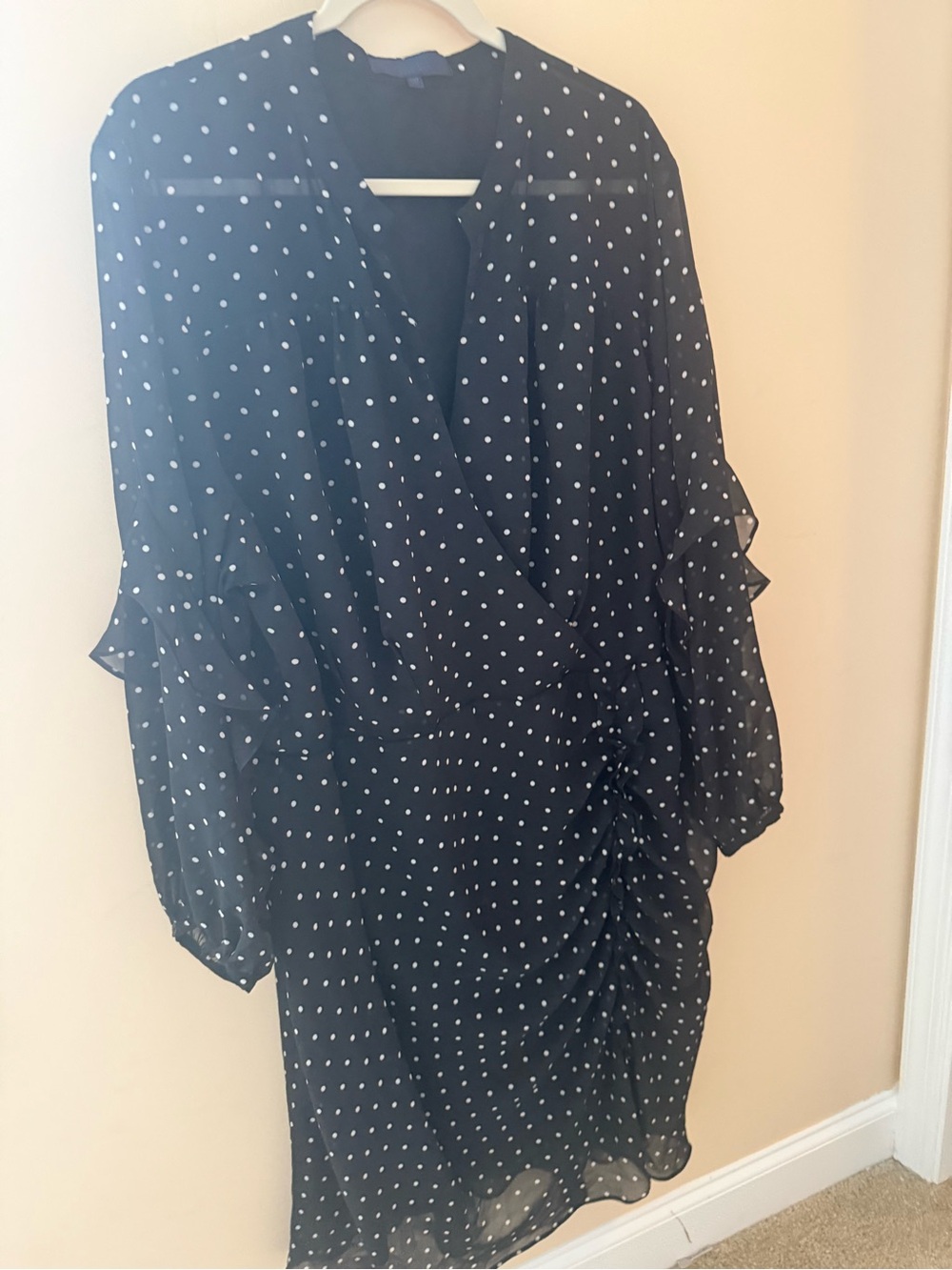 RACHEL ROY Collection Dress Polka Dot ruched midi dress size 24W